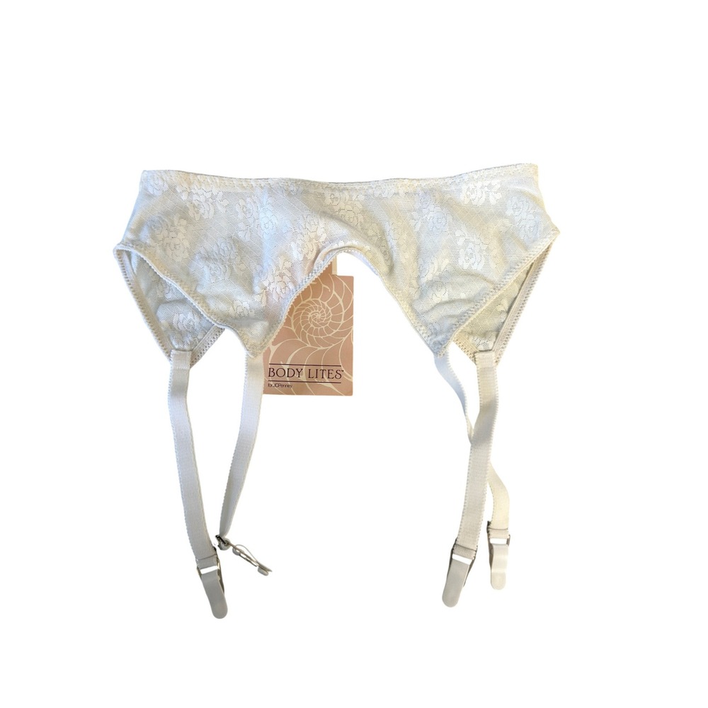 Vintage Body Lites JCPenney White Lace Garter Belt & Girdle Set NWT Medium JS - Picture 5 of 10